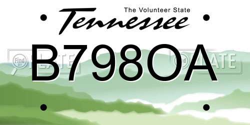 B798OA Tennessee License Plate