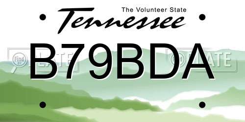 B79BDA Tennessee License Plate