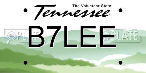 B7LEE Tennessee License Plate