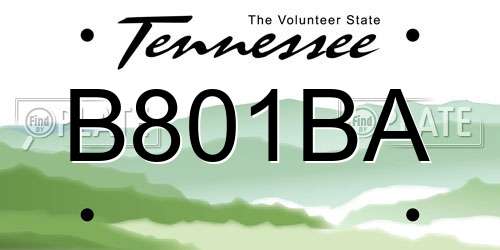B801BA Tennessee License Plate