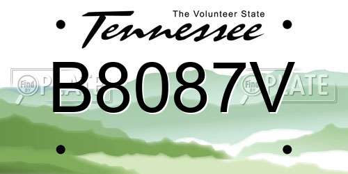 B8087V Tennessee License Plate
