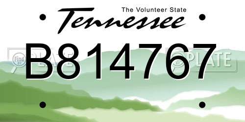 B814767 Tennessee License Plate