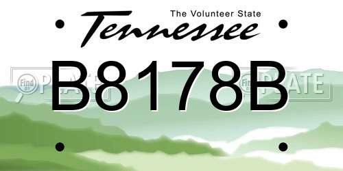B8178B Tennessee License Plate