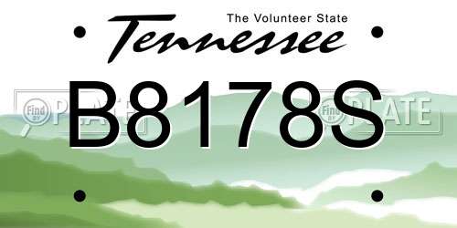 B8178S Tennessee License Plate