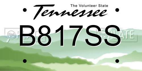 B817SS Tennessee License Plate