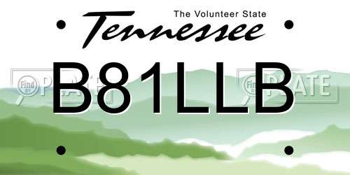 B81LLB Tennessee License Plate