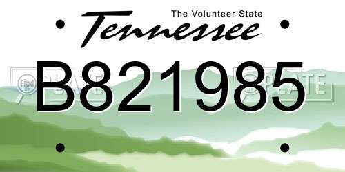 B821985 Tennessee License Plate