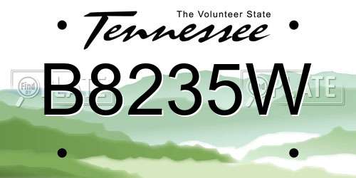 B8235W Tennessee License Plate