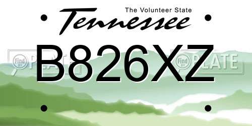 B826XZ Tennessee License Plate