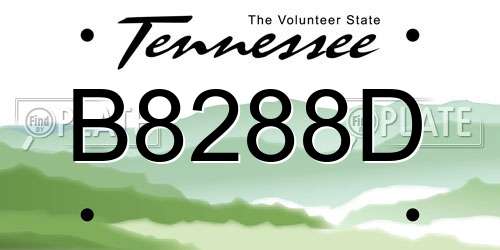 B8288D Tennessee License Plate