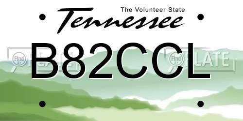 B82CCL Tennessee License Plate