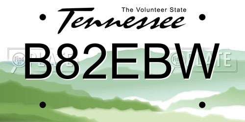 B82EBW Tennessee License Plate