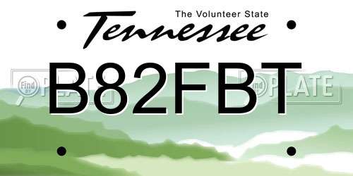 B82FBT Tennessee License Plate