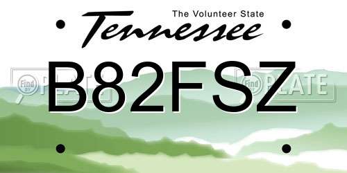 B82FSZ Tennessee License Plate