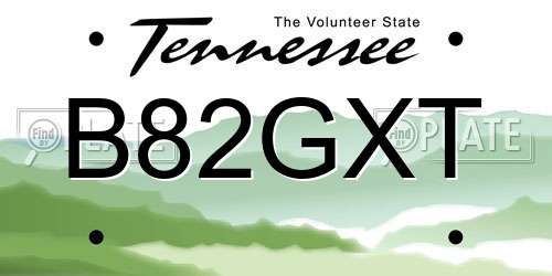 B82GXT Tennessee License Plate