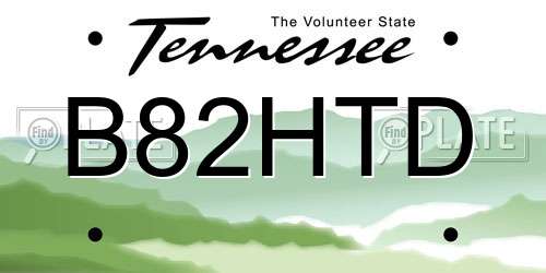 B82HTD Tennessee License Plate