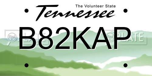 B82KAP Tennessee License Plate