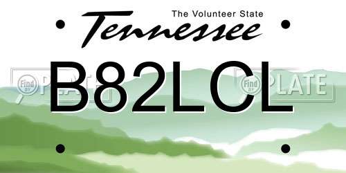 B82LCL Tennessee License Plate
