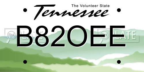 B82OEE Tennessee License Plate