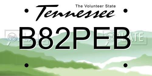 B82PEB Tennessee License Plate