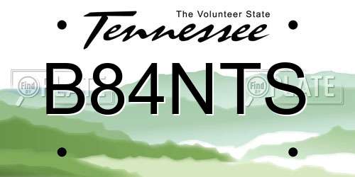 B84NTS Tennessee License Plate