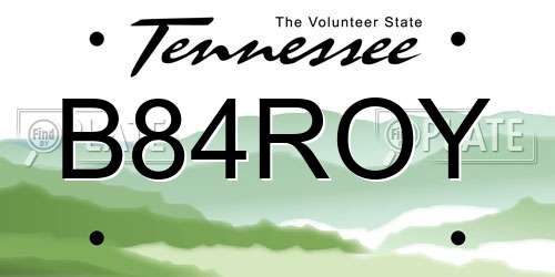 B84ROY Tennessee License Plate