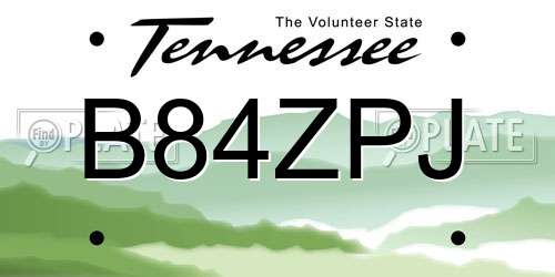 B84ZPJ Tennessee License Plate