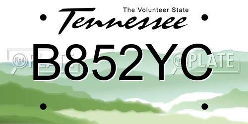 B852YC Tennessee License Plate