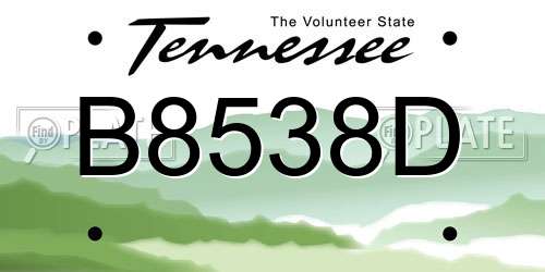 B8538D Tennessee License Plate