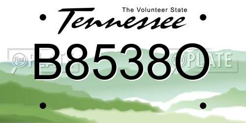 B8538O Tennessee License Plate
