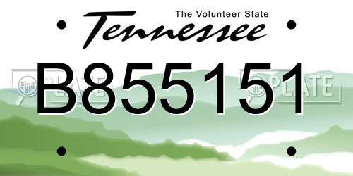 B855151 Tennessee License Plate