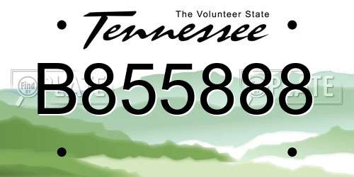 B855888 Tennessee License Plate