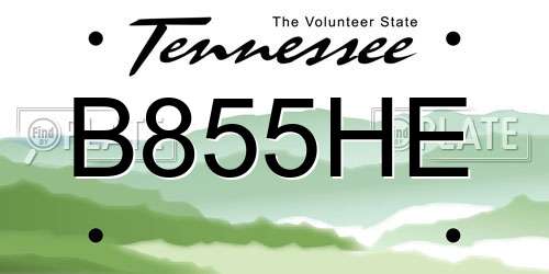 B855HE Tennessee License Plate