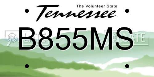 B855MS Tennessee License Plate