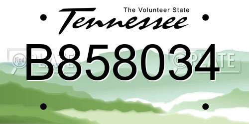 B858034 Tennessee License Plate