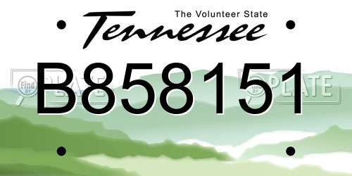 B858151 Tennessee License Plate