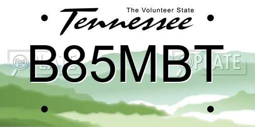 B85MBT Tennessee License Plate