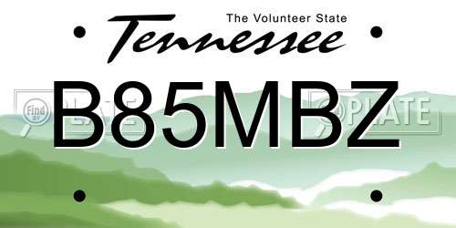 B85MBZ Tennessee License Plate