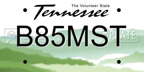 B85MST Tennessee License Plate