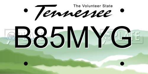 B85MYG Tennessee License Plate
