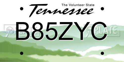 B85ZYC Tennessee License Plate