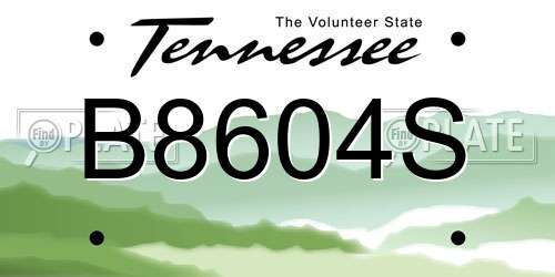 B8604S Tennessee License Plate