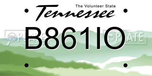B861IO Tennessee License Plate