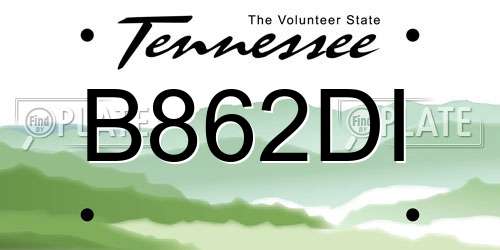 B862DI Tennessee License Plate