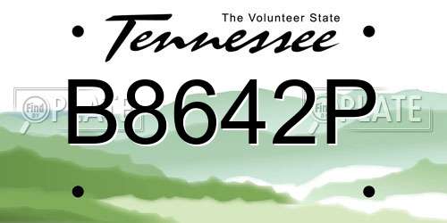B8642P Tennessee License Plate