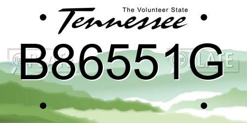 B86551G Tennessee License Plate