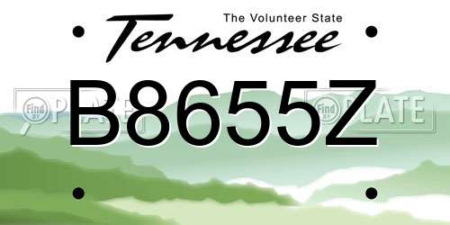 B8655Z Tennessee License Plate