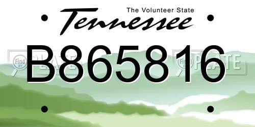 B865816 Tennessee License Plate