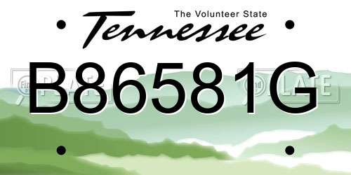 B86581G Tennessee License Plate