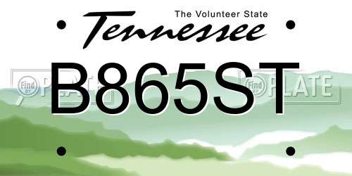B865ST Tennessee License Plate